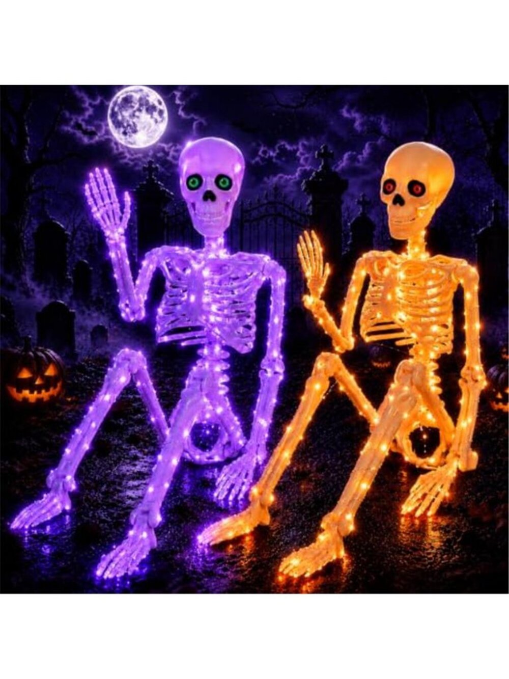Purple & Orange Light Halloween Skeleton Decor (350lights & 6H auto‑Off)